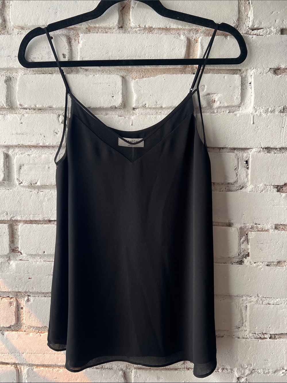 Babaton black V-Neck Silk-Feel Camisole mesh Y2K drape tank